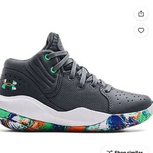 Under armour grade school jet 21 basketball shoe pitch grey/antifreeze/white 1